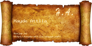 Hayde Attila névjegykártya